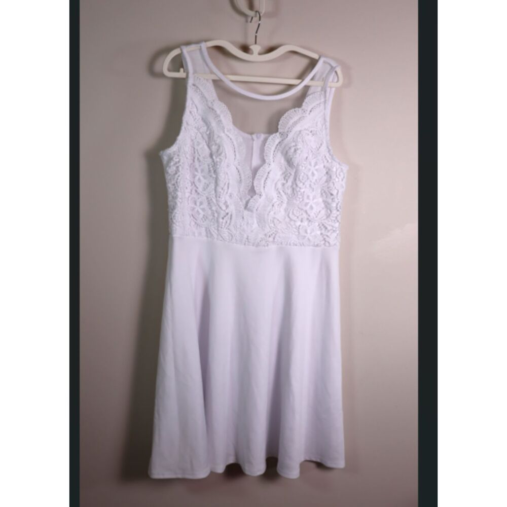 Grace Karin White Lace Sleeveless Dress Faux V Neck Bridal Bachelorette 2XL